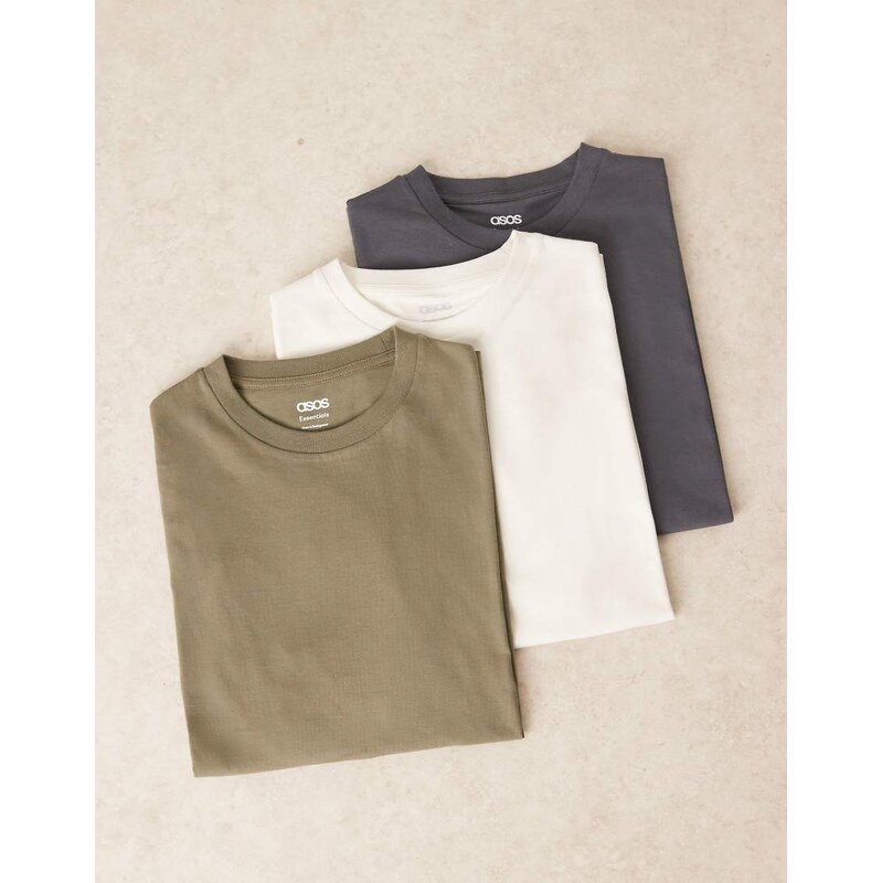 ASOS DESIGN Essentials regular fit t-shirt 3 pack in multi