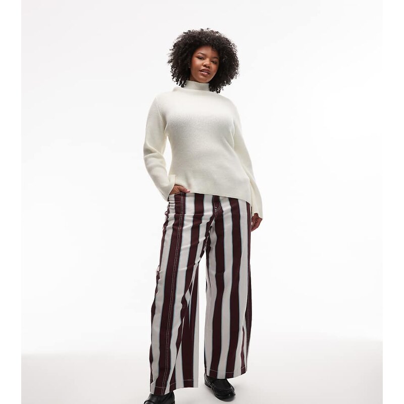 ASOS Curve ASOS DESIGN Curve barrel trousers in stripe-Multi 115521164