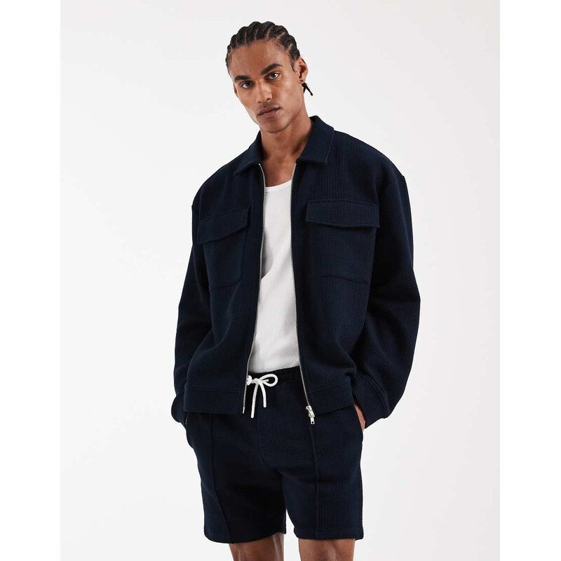 ASOS DESIGN slim herringbone textured co-ord jersey short in