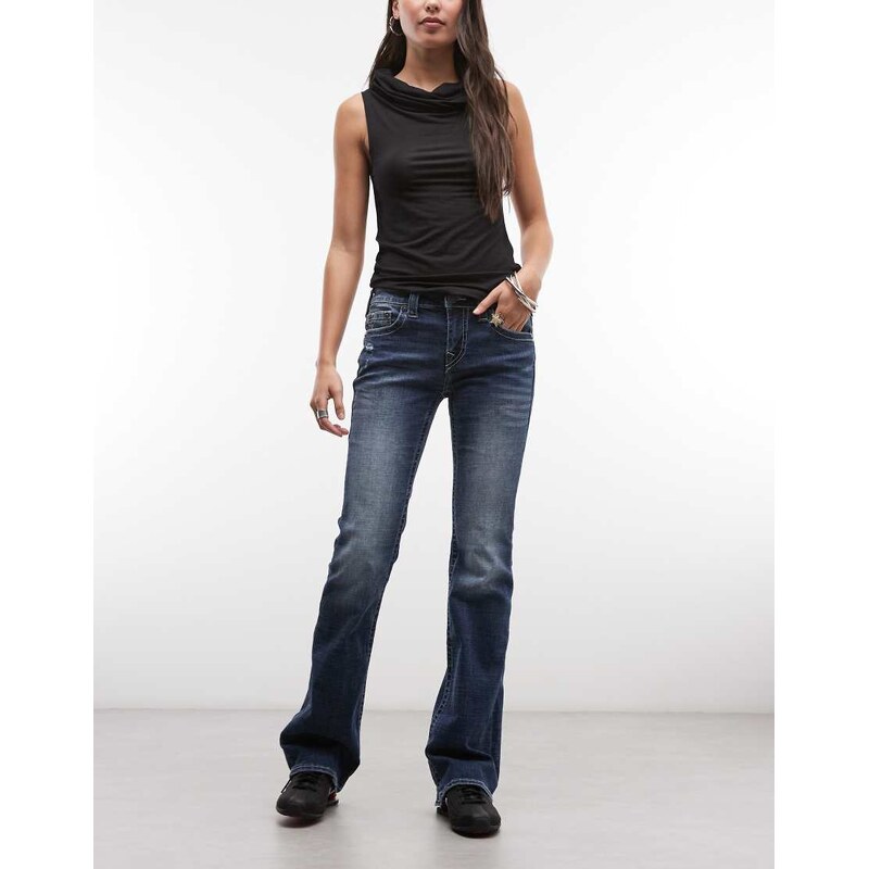 True Religion Becca bootcut logo jeans in dark wash blue 114561531