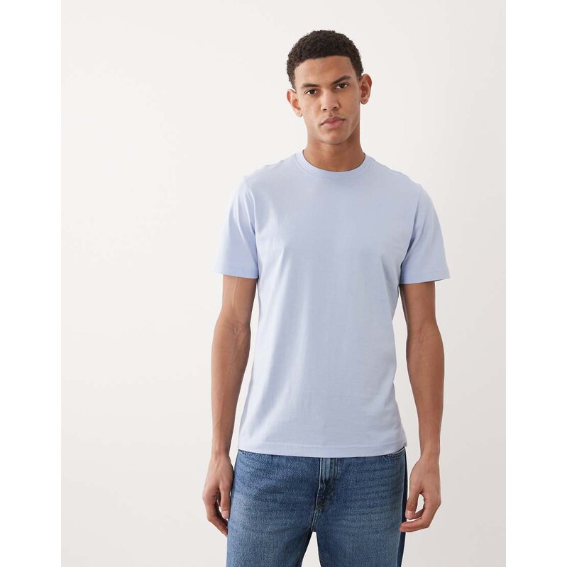 Mango 100% cotton slim fit t-shirt in pale blue