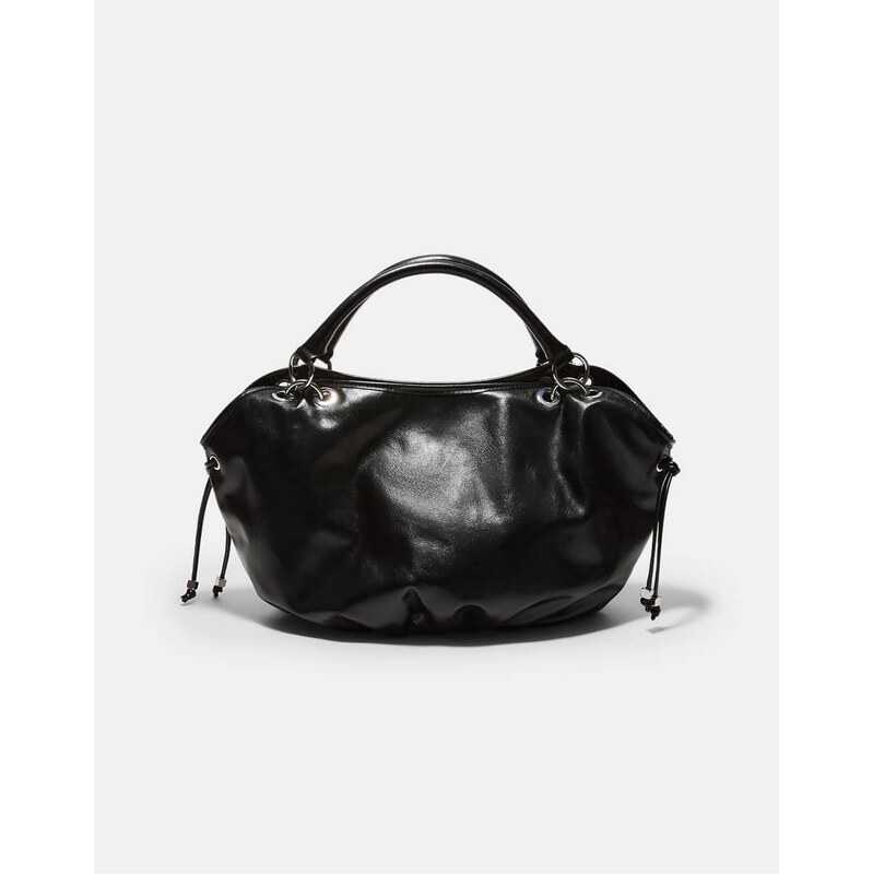 Stradivarius Round shopper bag with metal details in black 114561554