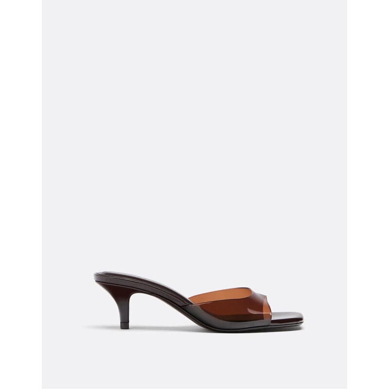Stradivarius Kitten heel sandal in clear brown in brown