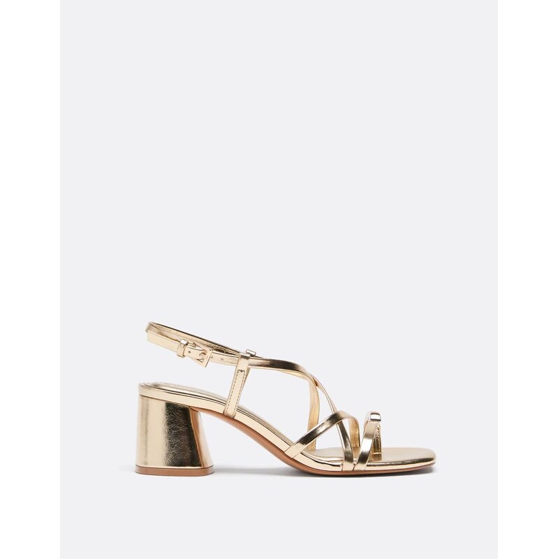 Stradivarius Heeled multi-strap sandals with detail in gold