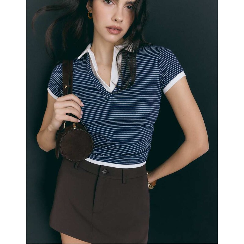 Stradivarius D62 mini skort in brown 114561588