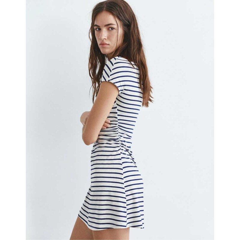 Pull&Bear Asymmetric striped dress in grey marl 114561595