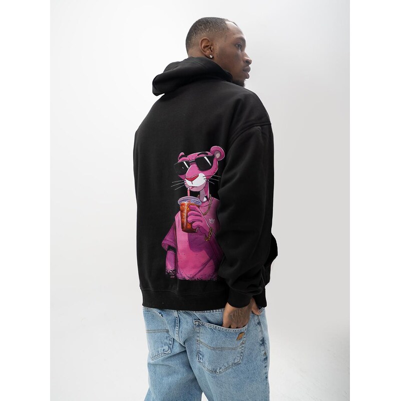 Pánská černá mikina s kapucí Oversize Jigga Wear G Panther