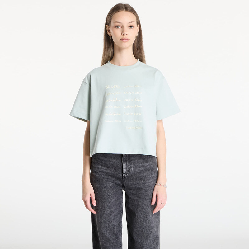 Tričko Calvin Klein Jeans Ss Cropped Boxy Grap Tee Green L