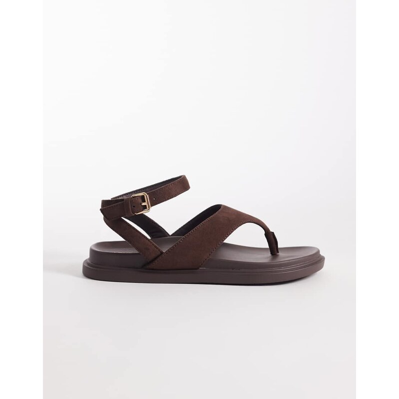 London Rebel Anya thong sandals with ankle strap and buckle