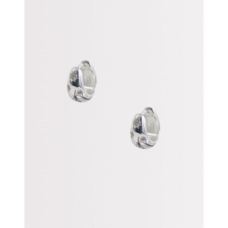 Orelia crystal starburst tapered huggie hoop earrings in silver 114789855