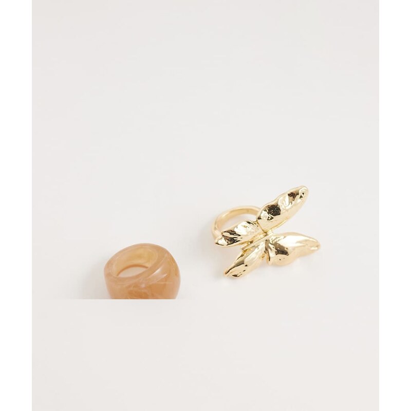 ALDO kandii layered rings in gold and brown-Multi 114727936