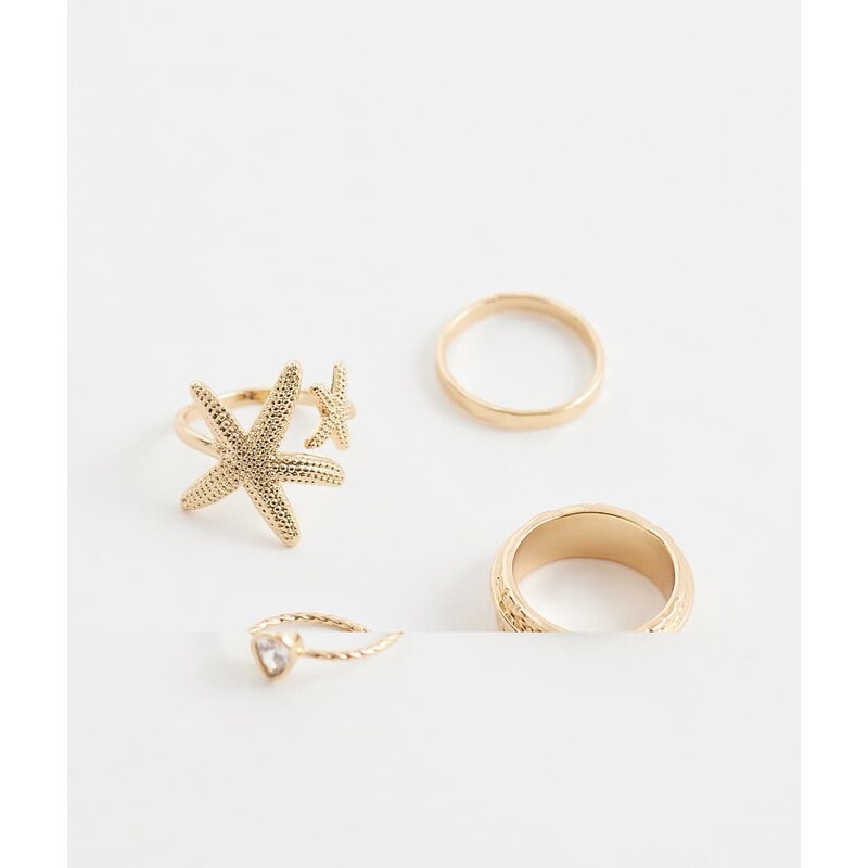 ALDO starfish embellished layered rings in gold