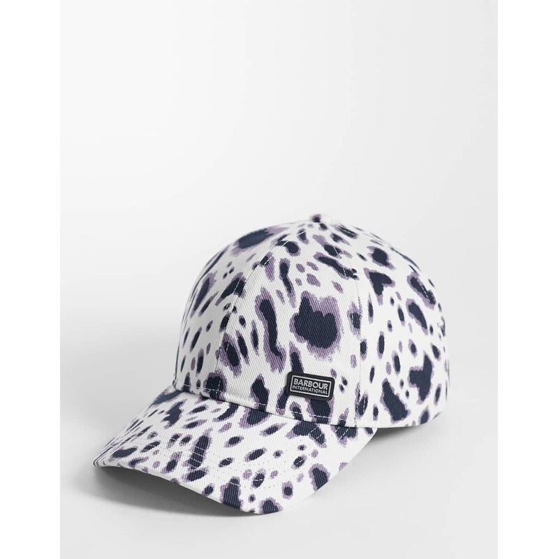 Barbour International Santana leopard print cap in purple 114935018