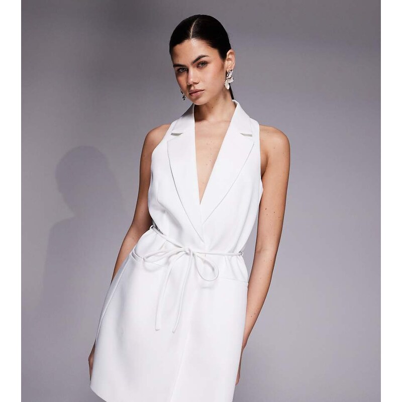 Kaiia exclusive tailored sleeveless tie waist detail mini dress