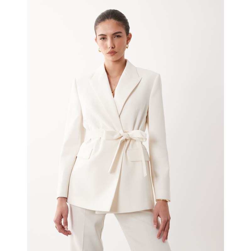 Mango Iguana tailored blazer co-ord in pastel yellow 114569578