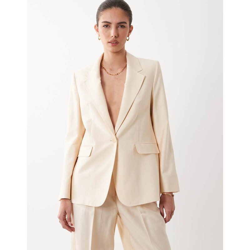 Mango Veronica tailored blazer co-ord in beige-Neutral 114569579