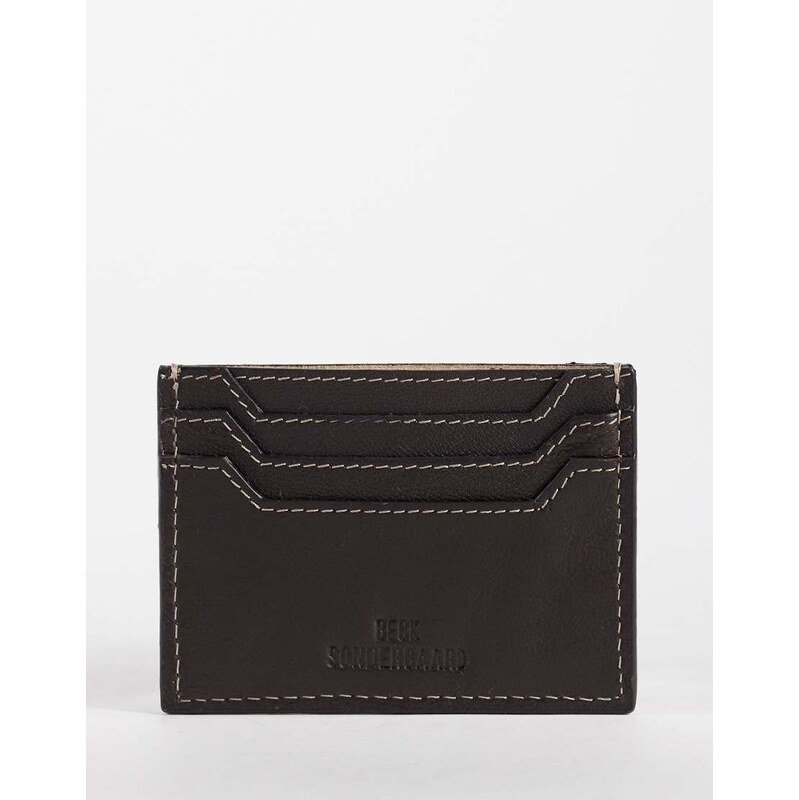 Becksondergaard nappa leather cardholder in dark brown 114569453
