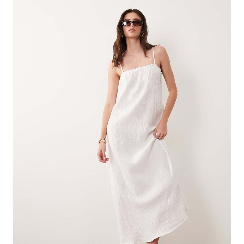 JDY Petite cheesecloth sleeveless maxi dress in white 115518405