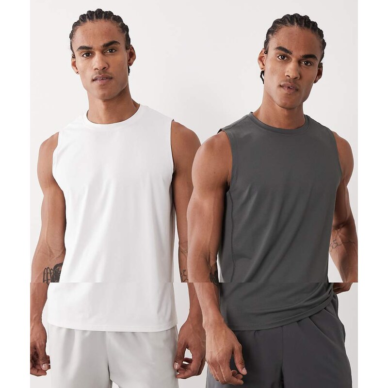 4505 Icon quick dry mesh training tank 2 pack in dark grey and white 115518894