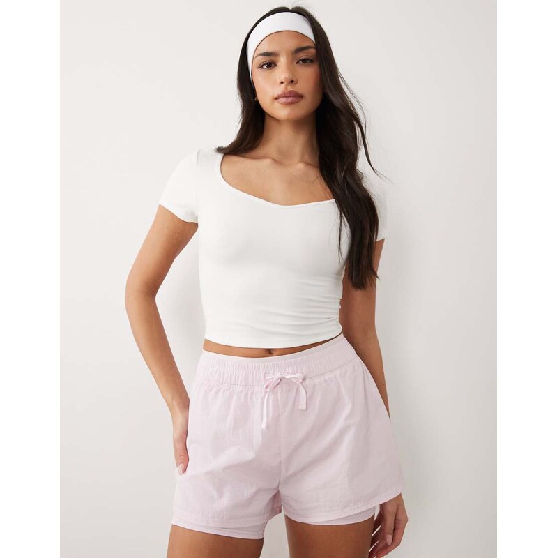 4505 soft touch sweetheart neck cap sleeve top in white
