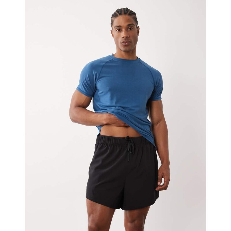 4505 2-in-1 quick dry 5 woven running shorts with zip pockets in black 114569475