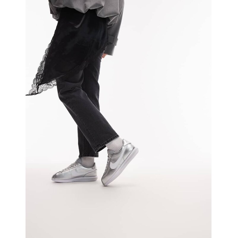 Nike Cortez sneakers in metallic silver