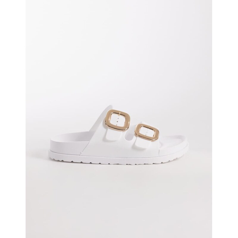 London Rebel Astra double buckle sandals in white 115517872