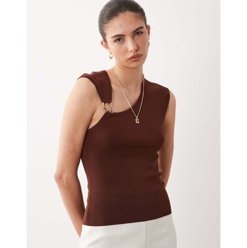 ASOS DESIGN hardware structured top in chocolate-Brown 115519447