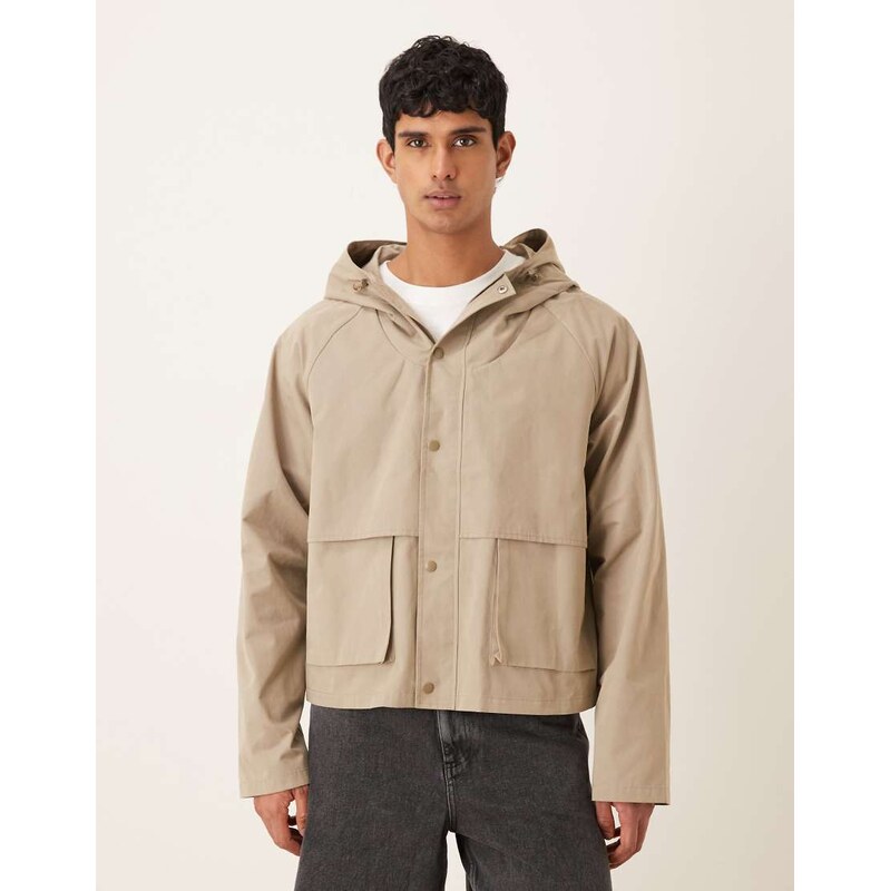 ASOS DESIGN boxy oversized windbreaker in khaki-Green