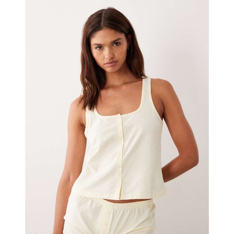 ASOS DESIGN mix & match button through pyjama vest top in