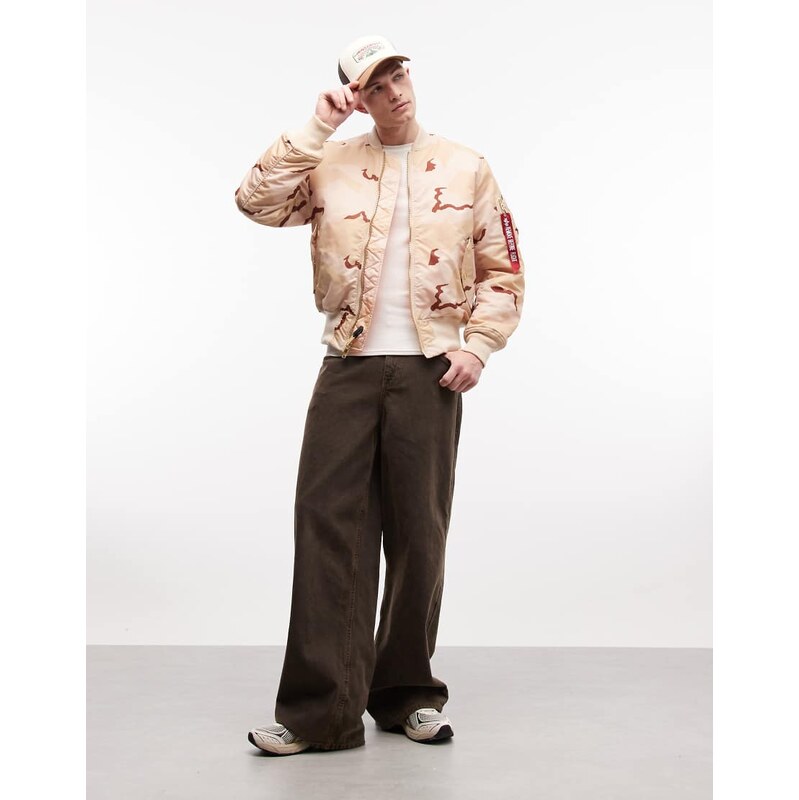 Alpha Industries bomber jacket in camo print-Neutral