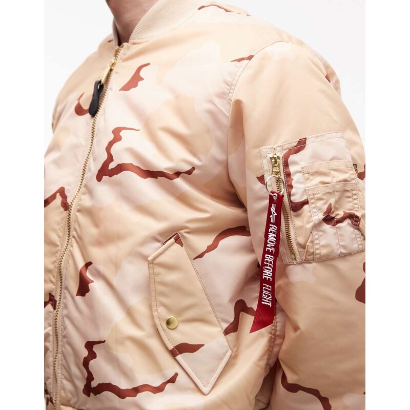 Alpha Industries bomber jacket in camo print-Neutral