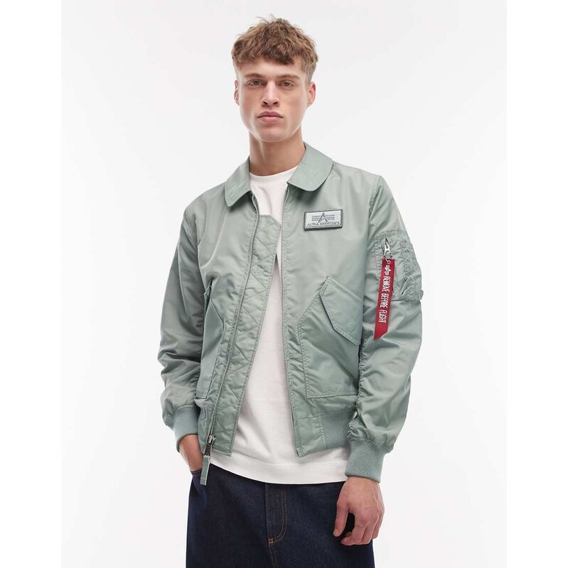 Alpha Industries bomber jacket with logo in light green 114569490