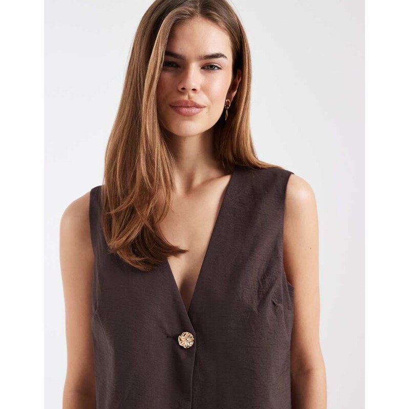 Object sleeveless tailored waistcoat co-ord with gold button detail in 114569534