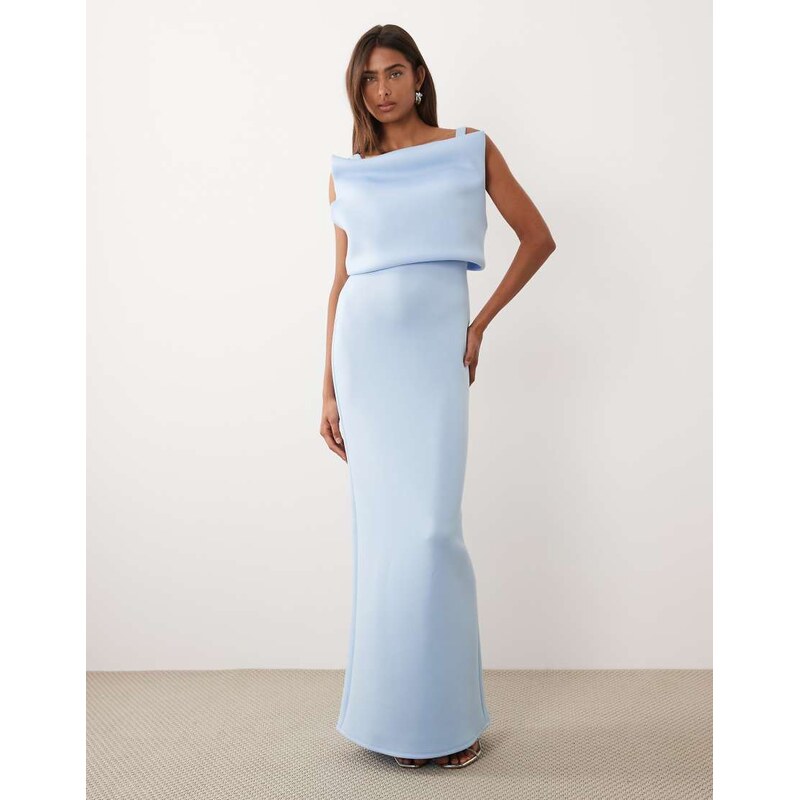 ASOS DESIGN structured cami maxi dress in light blue scuba-style fabric