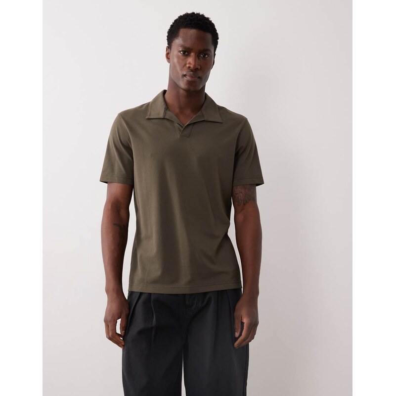 Mango short sleeve revere collar polo top in green