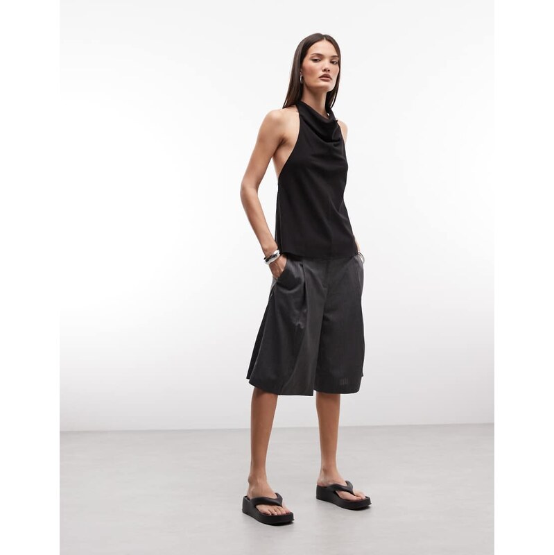 Weekday longline suiting shorts in dark grey melange 115524937