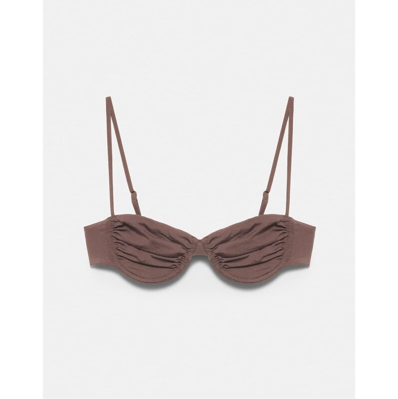 Pull&Bear Balconette bikini top in brown 114569605