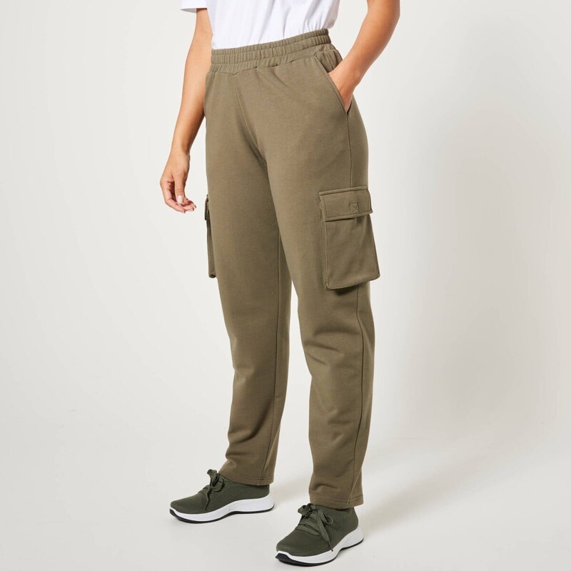 Blancheporte Moltonové jogging kalhoty s kapsami khaki