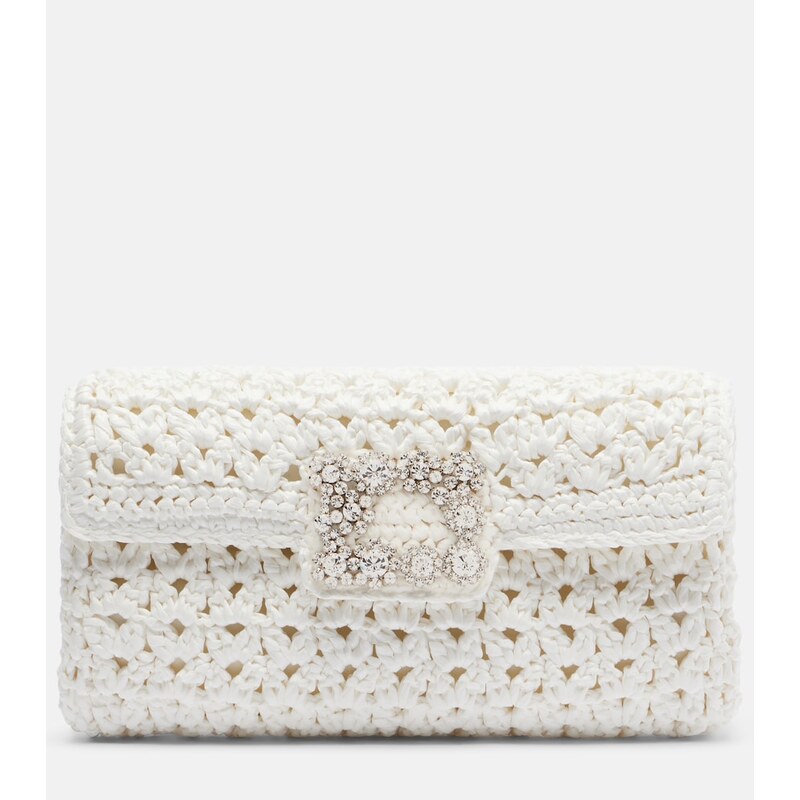 Roger Vivier Jeu De Fille embellished crochet clutch