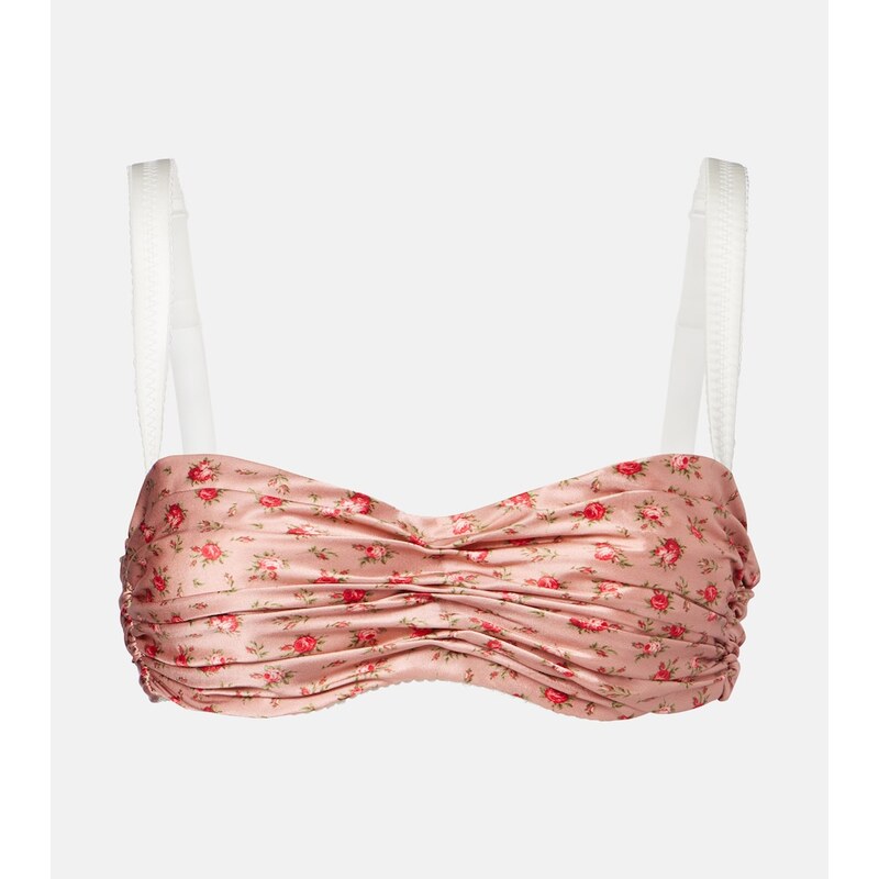 Dolce&Gabbana Floral draped silk satin bra