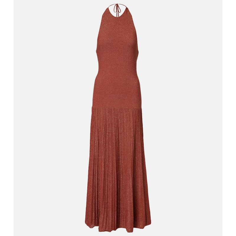 Faithfull PlissÃ halterneck cotton-blend maxi dress