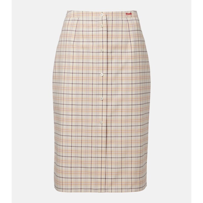 Prada Checked cotton poplin pencil skirt