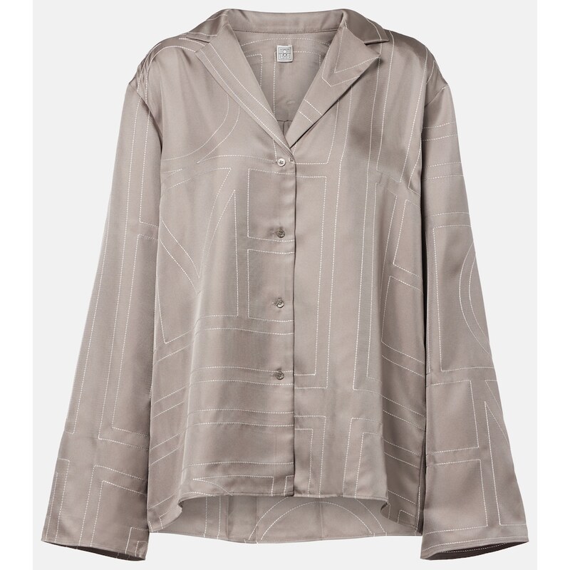 Toteme Monogram silk twill pajama shirt