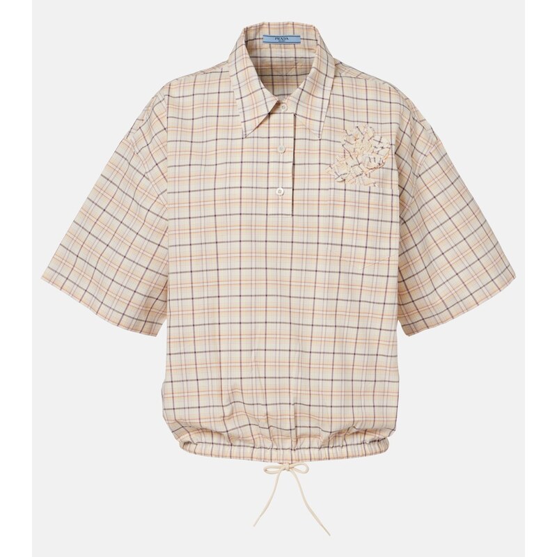 Prada Checked cotton poplin top