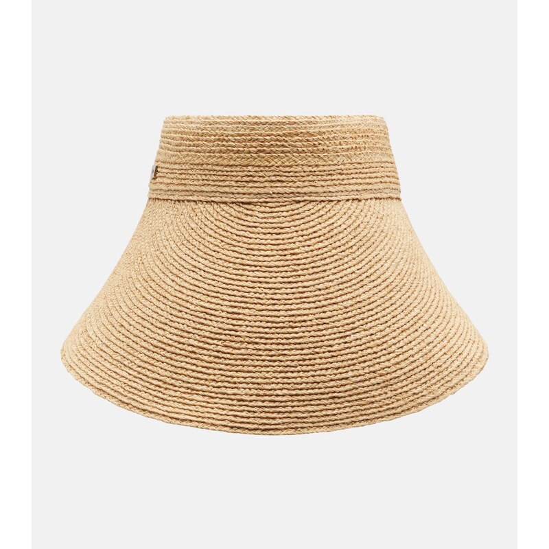 Chloé Silk-trimmed raffia visor