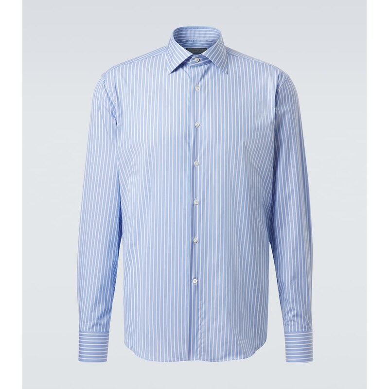 Canali Striped cotton poplin shirt