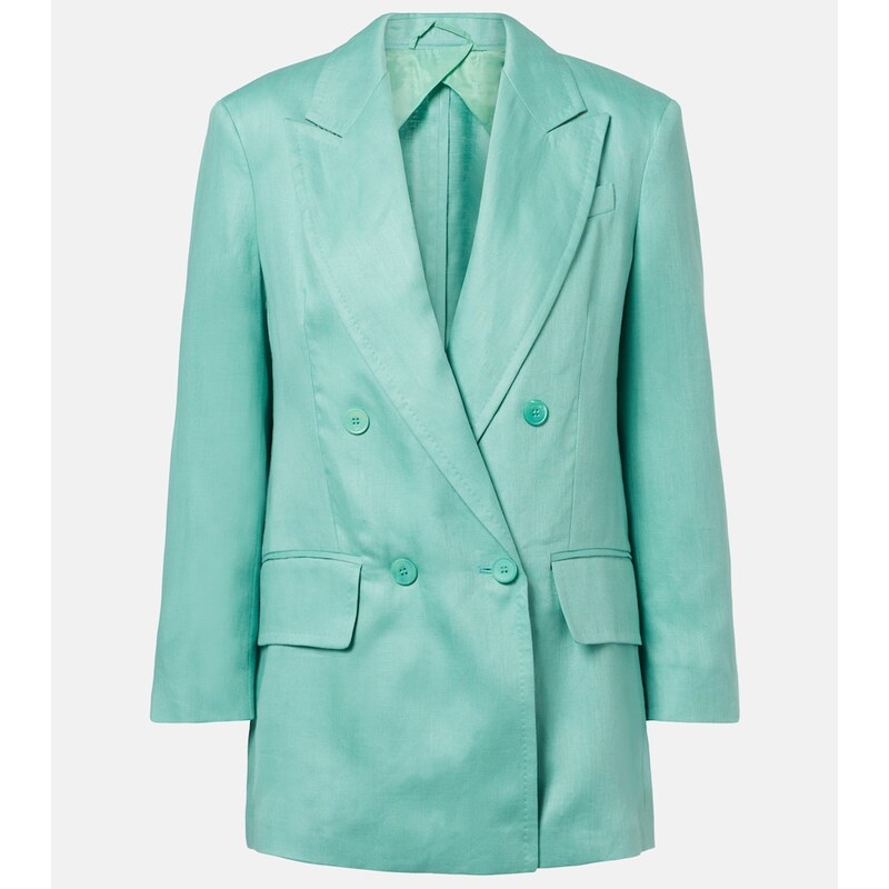 Max Mara Olimpia double-breasted herringbone linen blazer
