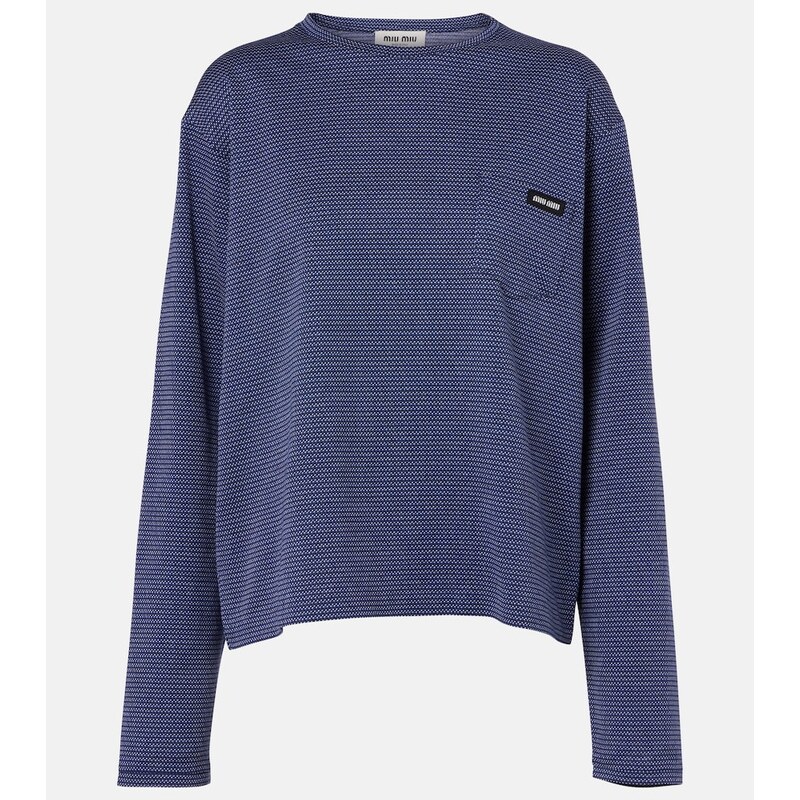 Miu Miu Striped jacquard cotton jersey T-shirt