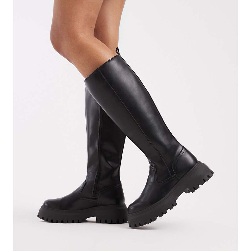 Schuh Dianna Wide Fit chunky knee boots in black